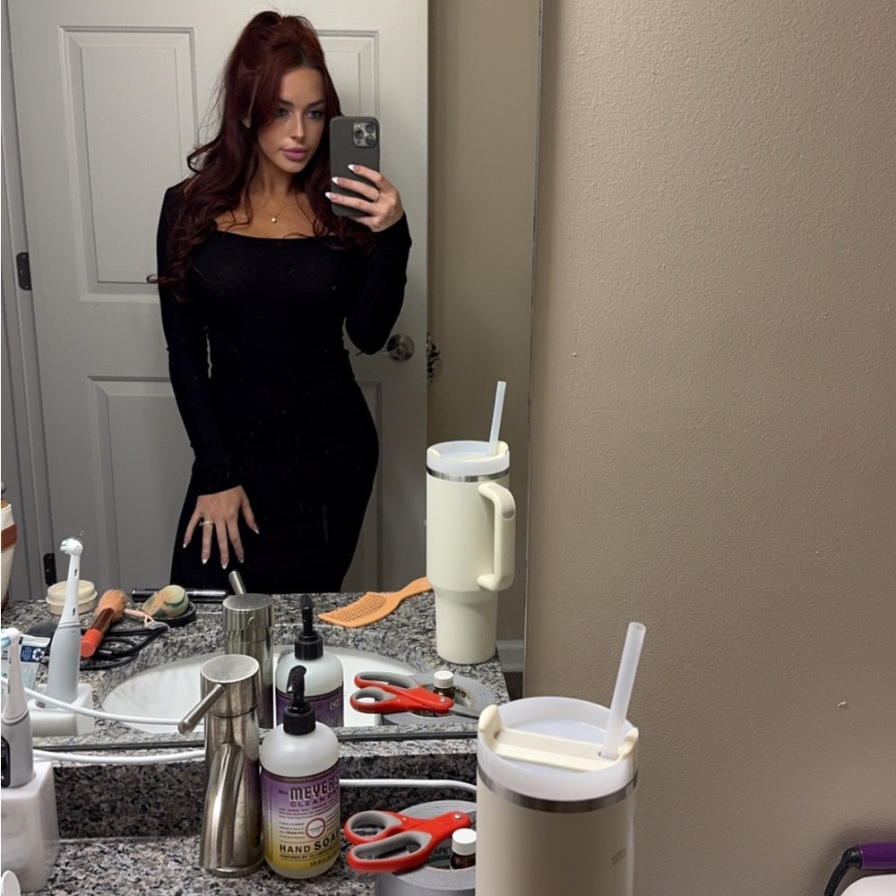 SKIMS Black Long Sleeve Dress